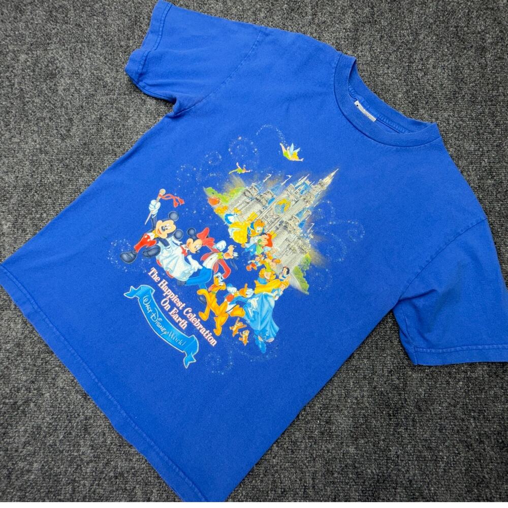 Disney World T Shirt Mens M Blue Happiest Celebration Graphic 2005